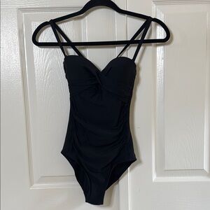 NWOT Calvin Klein Black Twist One Piece Strap/Strapless Adjustable Swimsuit